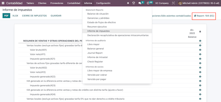 แบบฟอร์มรายงานตัวที่ 104 ของเอกวาดอร์