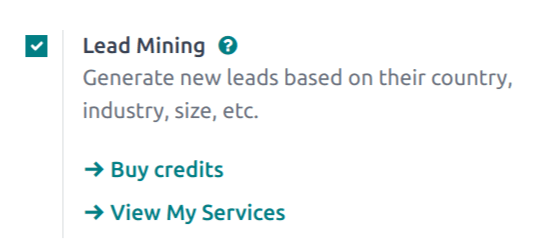 เปิดใช้งาน Lead Mining ในการตั้งค่า Odoo CRM