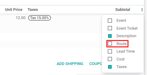 ดูเมนูที่อนุญาตให้เพิ่มบรรทัดใหม่ในคำสั่งขาย