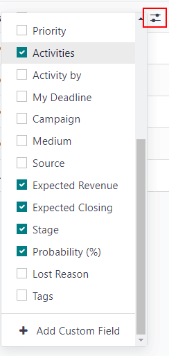 ปรับแต่งตัวกรองป๊อปอัพที่เน้นตัวเลือกในการแสดงกิจกรรมและกำหนดเส้นตายเดท