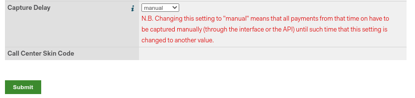 การตั้งค่าความล่าช้าในการจับภาพใน Adyen
