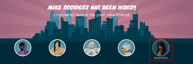 หน้าจอเช่า มีอวตารให้เลือกมากมายซึ่งหนึ่งในนั้นมีอยู่แล้ว \#ที่ถูกเลือกเป็นสีเทา