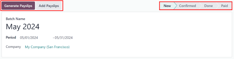 แบทช์ที่มีสถานะใหม่พร้อมปุ่มที่มีอยู่