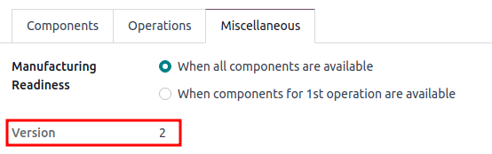 ดูเวอร์ชันปัจจุบัน * BOM * ในแท็บเบ็ดเตล็ด