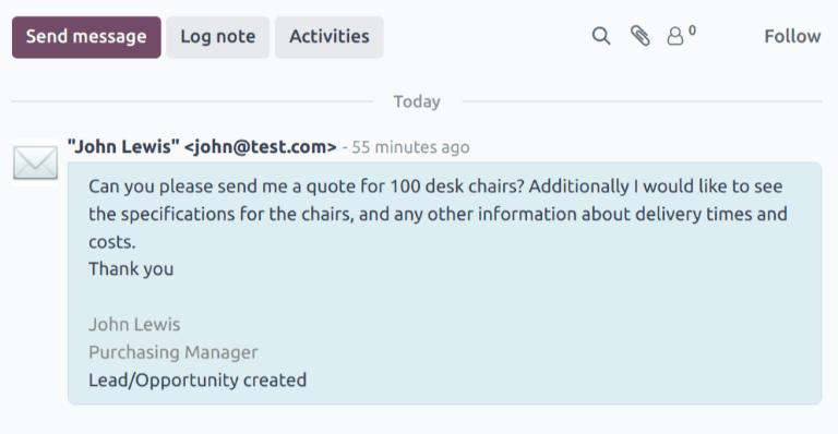 โอกาสในการแชทที่สร้างขึ้นใหม่ในแอปพลิเคชัน CRM