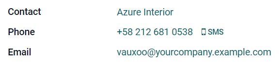 คุณสมบัติรายละเอียดการติดต่อในมุมมองแบบฟอร์ม