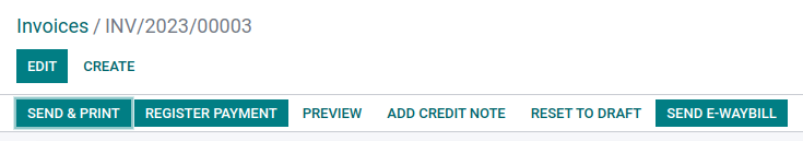 ปุ่ม "ส่งใบขนส่งทางอิเล็กทรอนิกส์" บนใบแจ้งหนี้