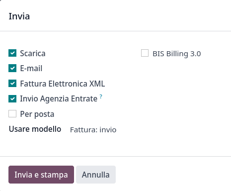 กล่องโต้ตอบ ส่งและพิมพ์
