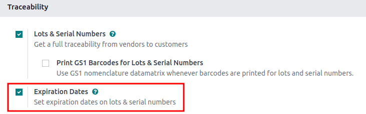 เปิดใช้งานคุณสมบัติวันหมดอายุสำหรับ FEFO