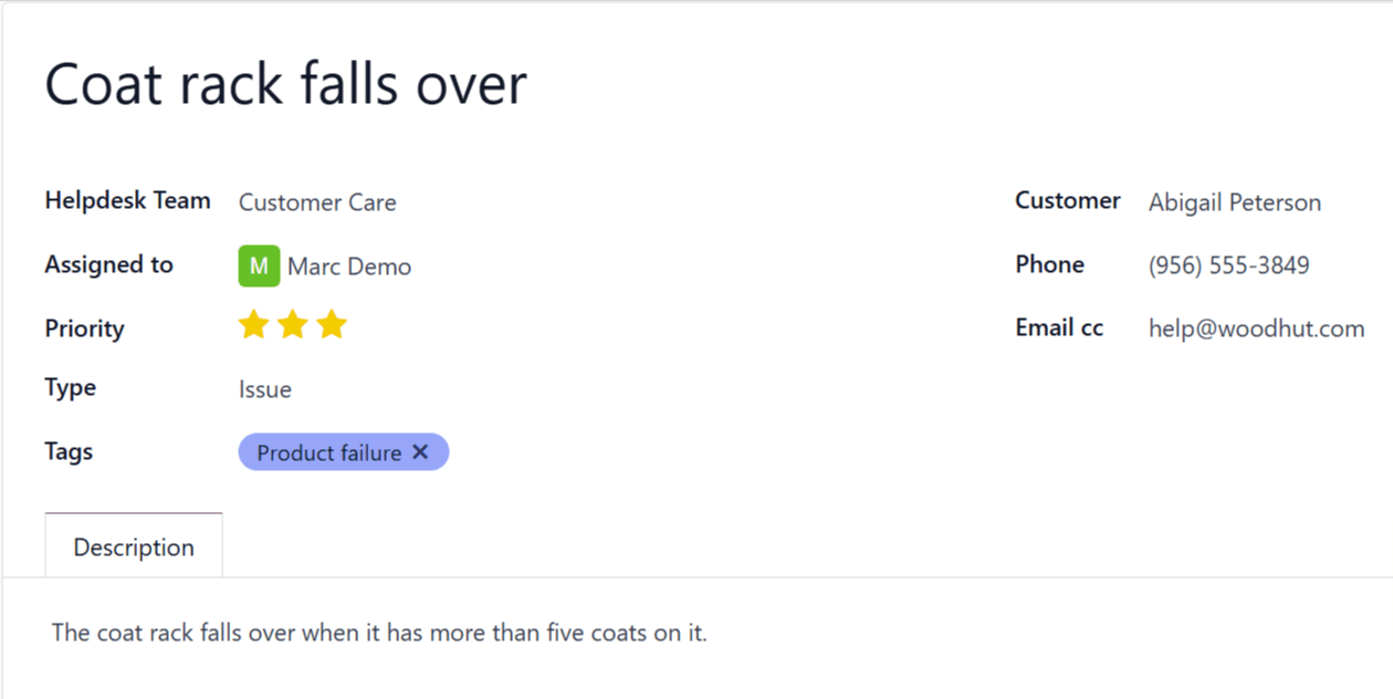 ตั๋วช่วยเหลือเกี่ยวกับปัญหาเกี่ยวกับผลิตภัณฑ์ Coat Rack
