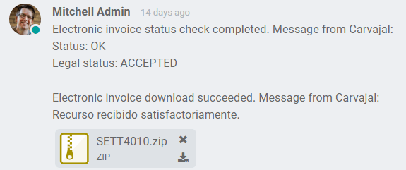 แสดงไฟล์ ZIP ในการแชทใบแจ้งหนี้ของ Odoo