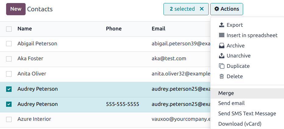 รวมตัวเลือกการติดต่อในแอปพลิเคชันที่ติดต่อ