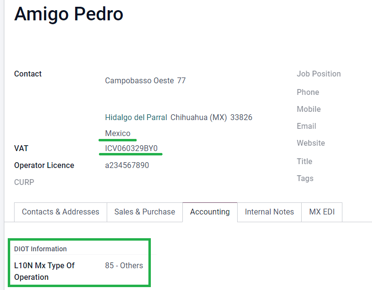 ข้อมูล DIOT สำหรับผู้ติดต่อผู้จัดจำหน่าย