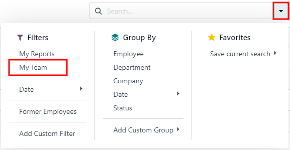เลือกตัวกรอง "ทีมของฉัน"
