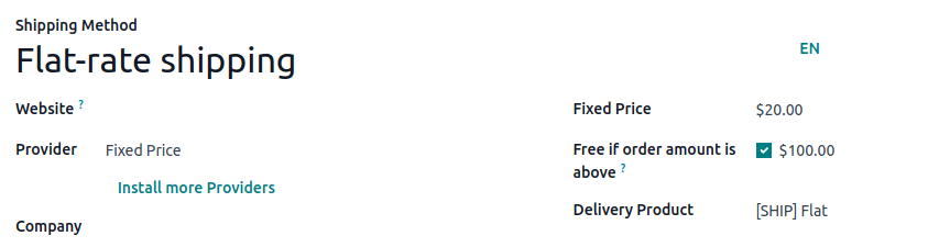 ตัวอย่างการกรอกวิธีการจัดส่ง