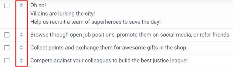 สไลด์ออนบอร์ดในรายการเน้นลูกศรลากและวาง