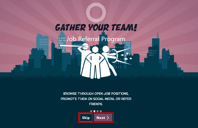 ภาพนิ่งขาเข้าสำหรับข้ามและปุ่มถัดไปจะปรากฏที่ด้านล่าง