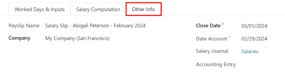 ฟิลด์กรอกข้อมูลในแท็บข้อมูลอื่น ๆ