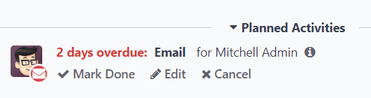ตัวอย่างของการแจ้งเตือนกิจกรรมที่เกินกำหนดในการแชทกับลูกค้าที่มีศักยภาพ