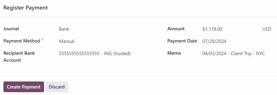 หน้าต่างป๊อปอัพ "ลงทะเบียนชำระเงิน" กรอกลงในรายงานการใช้จ่ายส่วนบุคคล \#nการจ่ายเงินคืน