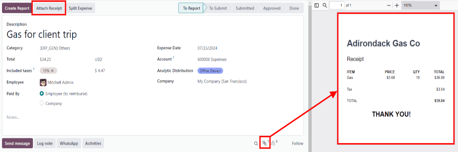 แนบใบเสร็จก็จะปรากฏในแชต