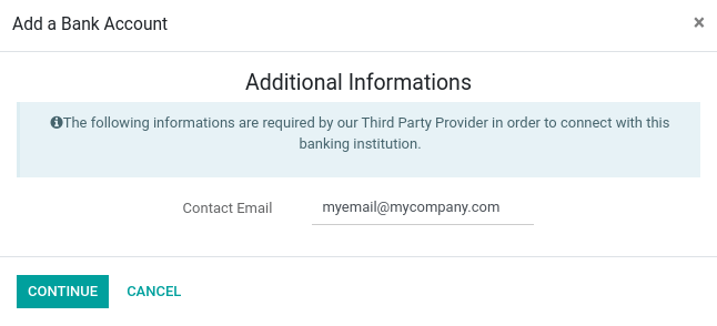 ที่อยู่อีเมลที่ให้ไว้กับ Salt Edge สำหรับการสร้างบัญชี