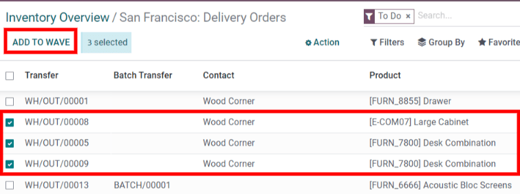 เลือกบรรทัดเพื่อเพิ่มลงในคลื่น