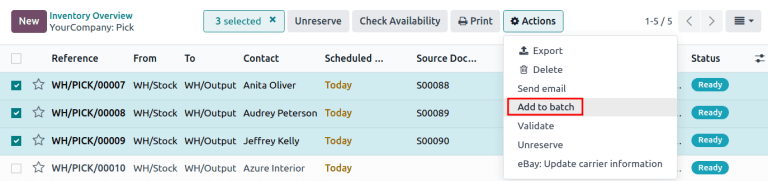 ใช้ * เพิ่มลงในปุ่มแบทช์ * จากรายการ * การกระทำ * ของปุ่ม *