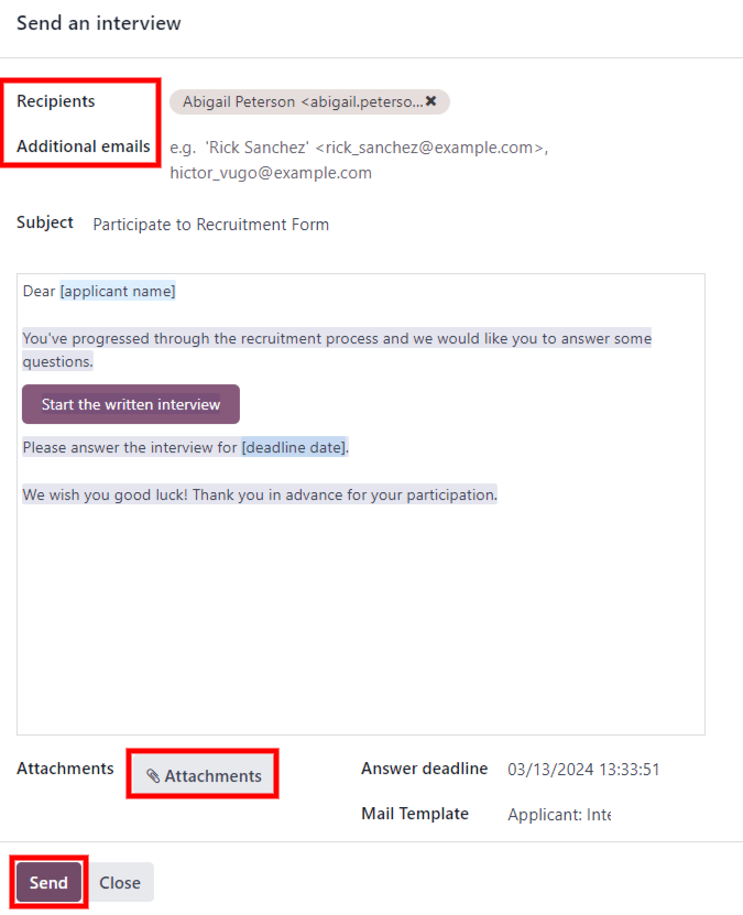 ส่งแบบสำรวจที่กำหนดเองซึ่งเรียกว่าแบบฟอร์มสัมภาษณ์ไปยังผู้สมัครโดยใช้ \ nเทมเพลตที่กำหนดค่าล่วงหน้า
