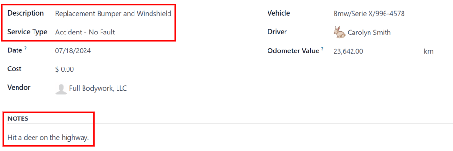 ป้อนข้อมูลสำหรับการซ่อมแซมอุบัติเหตุ