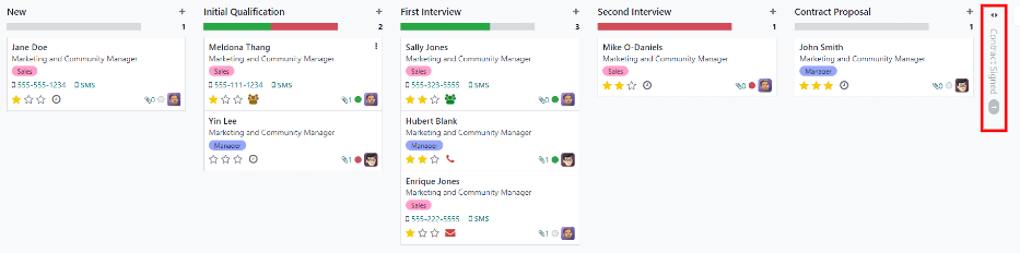 ขยายคอลัมน์พับโดยคลิกที่มันในมุมมอง Kanban