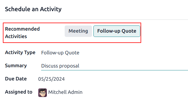 ป๊อปอัพแคมเปญตารางเวลาที่เน้นกิจกรรมที่แนะนำ