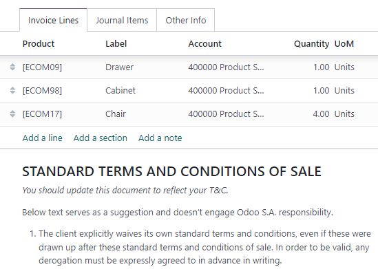 ตัวอย่างเงื่อนไขและข้อตกลงเป็นบันทึกย่อ