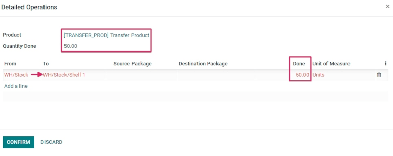 การถ่ายโอนภายในการดำเนินการโดยละเอียดหน้าต่างป๊อปอัพ