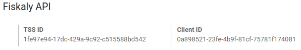 ตัวอย่าง TSS ID และ Customer ID สำหรับ fiskaly ณ จุดขายของ Odoo